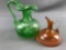 Glass pitcher and cruet