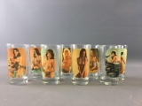 Group of 8 Playboy Pin Up Risque Glasses