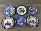 Group of 6 Vintage Blue and White Decorative Plates