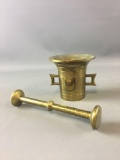 Vintage brass Mortar and Pestal Apothecary pill herb grinder