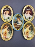 Group of Vintage Coca Cola mini metal trays