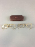 Group of 2 Antique Reading Glasses and Case