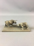 Vintage Metal Bull vs Bear Decor