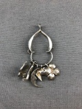 Sterling silver charm holder with vintage 3D charms