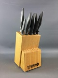 Group of 10 Titanium Professional Knives with Block