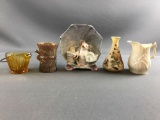 Group of Vintage Glass items and pig figurine
