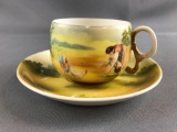 Antique Royal Bayreuth cup and saucer chickens