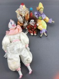 Group of porcelain clown figurines