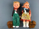 Vintage pair of Hummel boy and girl dolls