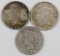 Lot of (3) Peace Silver Dollars.