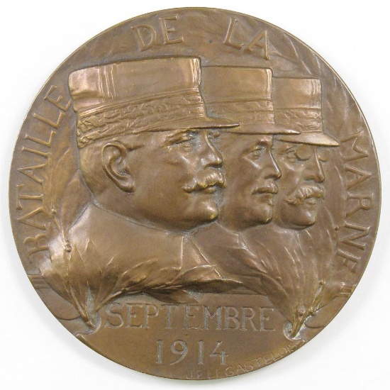 WWI 1914 Battle Of The Marne Bronze Commemorative Medallion.