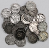 Lot of (40) Mercury Silver Dimes.