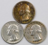 Lot of (3) 1932 P Washington Silver Quarters.