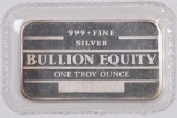 Bullion Equity .999 Fine Silver 1oz. Ingot.