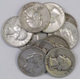 Lot of (10) Washington Silver Quarters.