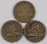 Lot of (3) Flying Eagles Cents.