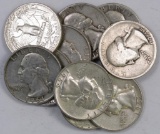 Lot of (10) Washington Silver Quarters.