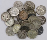 Lot of (37) Mercury Silver Dimes.