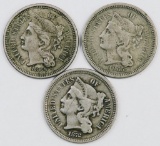 Lot of (3) Three Cent Piece Nickel.