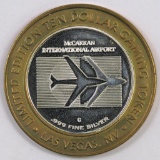 McCarran International Airport $10 .999 Silver Casino Gaming Tokens.