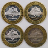 Lot of (4) $10 .999 Silver Casino Gaming Tokens.