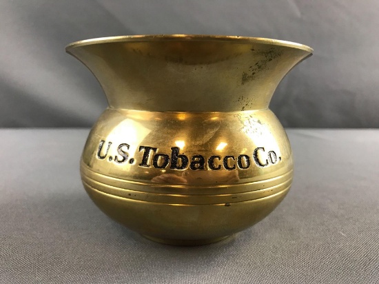 US Tobacco Co Brass Spittoon