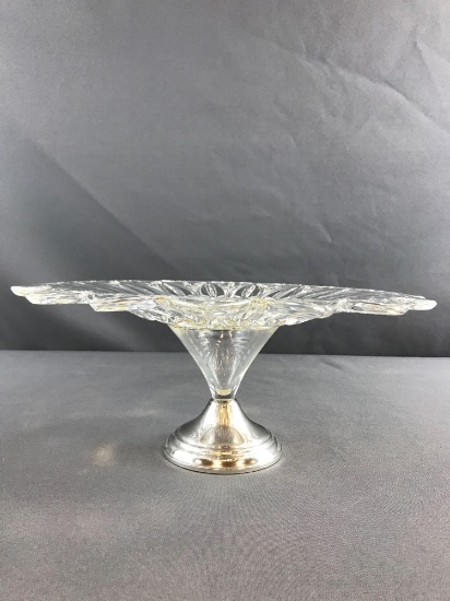 Vintage cake plate with sterling weighted base