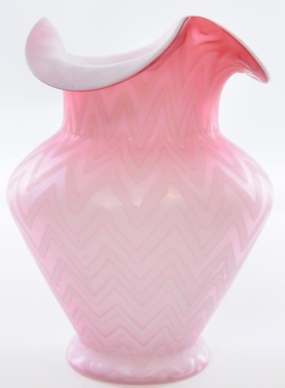 Antique Pink Mother of Pearl Satin Glass Flared Rim Vase