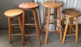 Group of four wooden stools