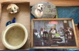 Group of dog related items featuring dogs playing poker