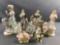 Group of 9 figurines, cherubs, Victorian, dancers