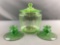 Group of 3 green depression glass pieces