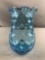 Blue art glass thumbprint coin dot vase