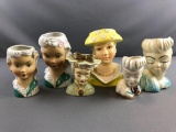 Group of 6 Womens Head vases/planters