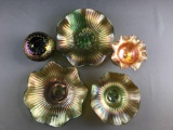 Group of 5 Carnival Glass items.