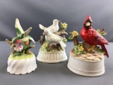 Group of 3 bird music boxes