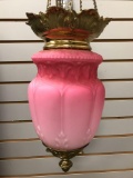 Pink Satin Glass Antique hanging lamp
