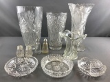 Group of 11 clear pressed glass pieces