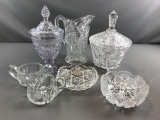 Group of 7 clear glass pieces