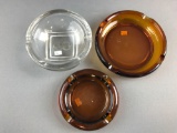 Group of 3 vintage glass ashtrays