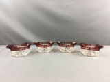 Group of 4 Vintage Ruby Red to Clear Dishes