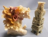 Lot of (2) Vintage Decorative Soapstone Hand Carved Pieces.