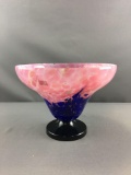 Vintage Black Base with Blue Flo into Pink Glass Bowl