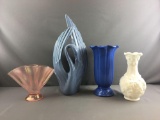 Group of 4 Vintage Vases and Haeger Swan Statue