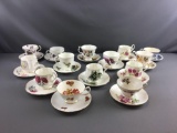 Group of 14 Pairs of Some Vintage Cups and Saucers