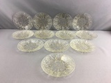 Group of 12 Vintage Clear Glass Man and Women Dancing Plates