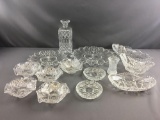 Group of 14 Vintage Clear Cut and Pressed Glass