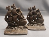 Pair of Vintage Cast Iron Ship Bookends.