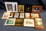 Lot of 15 Small Paintings, Prints & more.