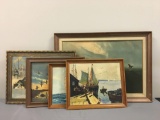 Group of 5 Vintage Oil Paintings and Prints